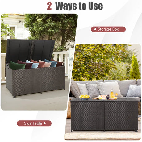 175 Gallon Outdoor Storage Box with Universal Wheels and Zippered Liner