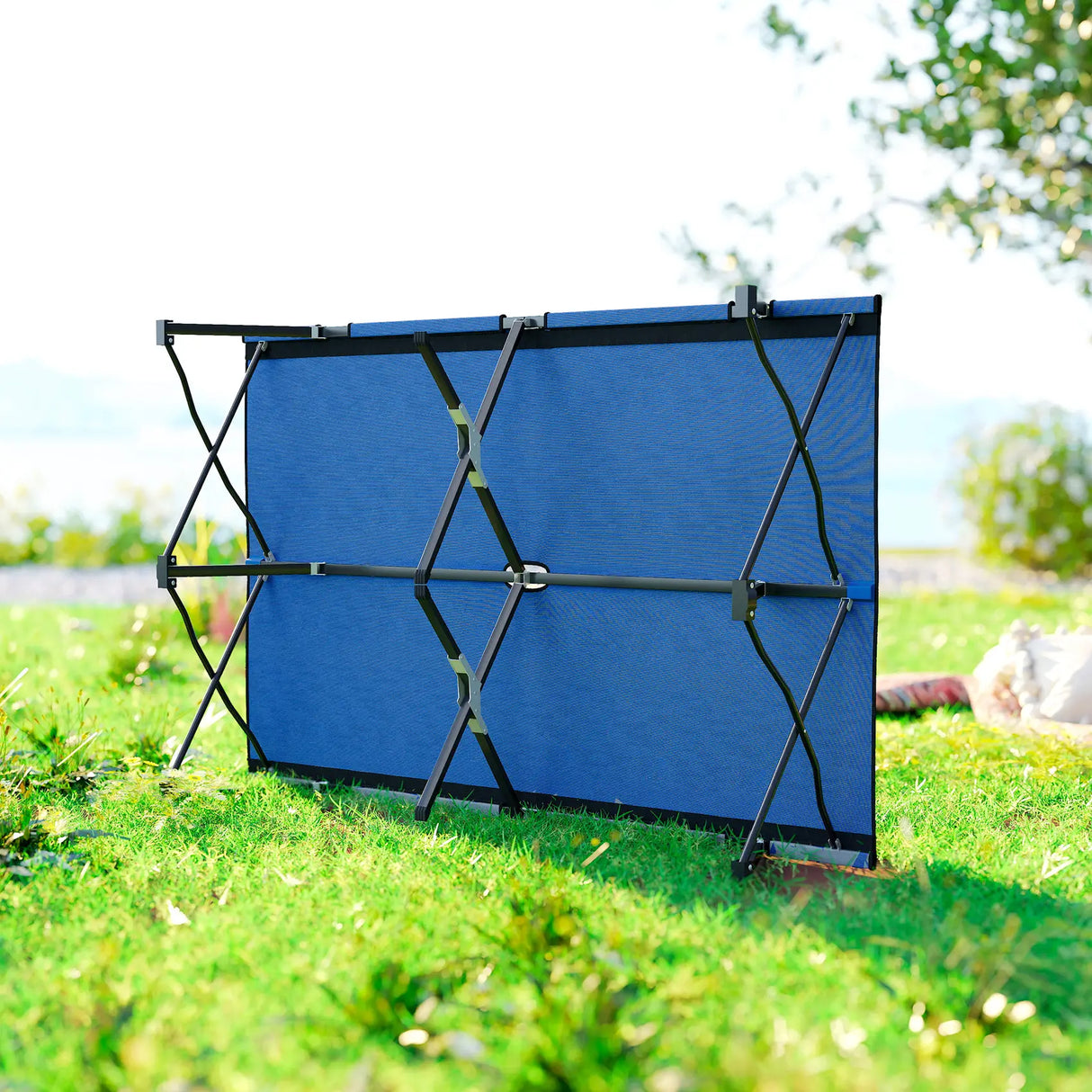 Outsunny Double Camping Cot Bed, with Bag - Blue