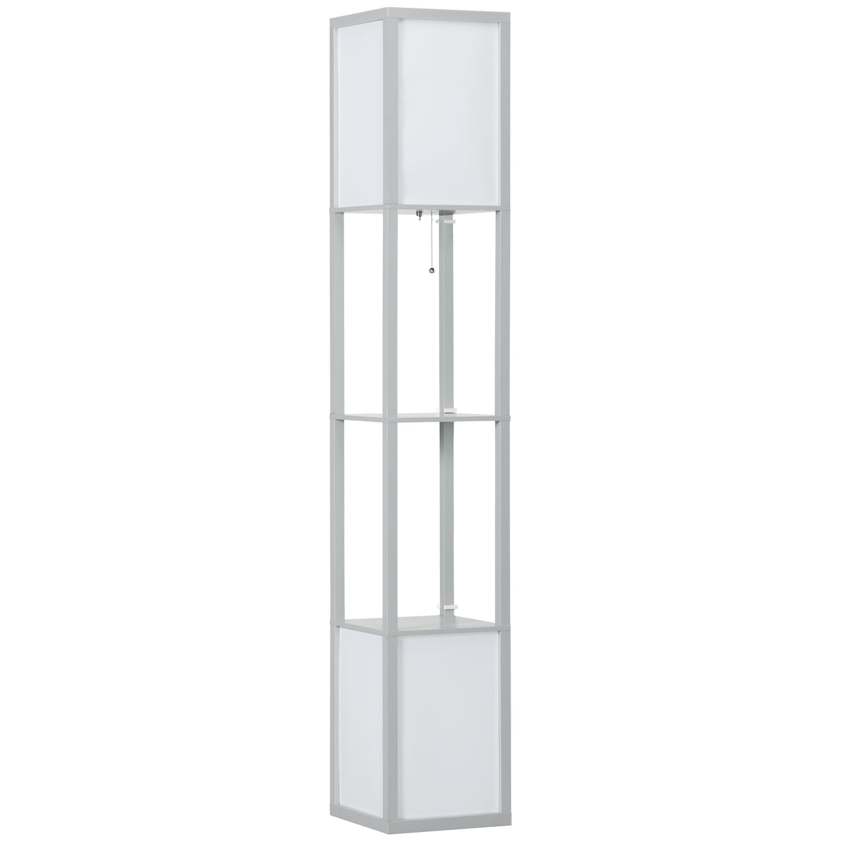HOMCOM Modern Shelf Floor Lamp with Dual Ambient Light, Standing Lamp Living Room, Bedroom, 156cm, Grey