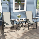 Outsunny Three-Piece Garden Table and Chair Set - Cream White