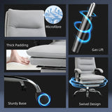 Vinsetto Office Chair with Footrest, Double Padding Ergonomic Desk Chair with 6-Point Vibration Massage and Back Heating, Microfibre Fabric with 135 Reclining Back, Grey