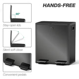 HOMCOM 40L Dual Compartment Stainless Steel Bin, with Deodoriser Holders - Glossy Black