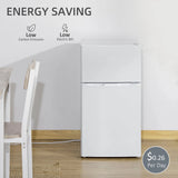 HOMCOM 88L Under Counter Fridge Freezer, Small Refrigerator with 5-Setting, 3 Star Freezer Rating, White