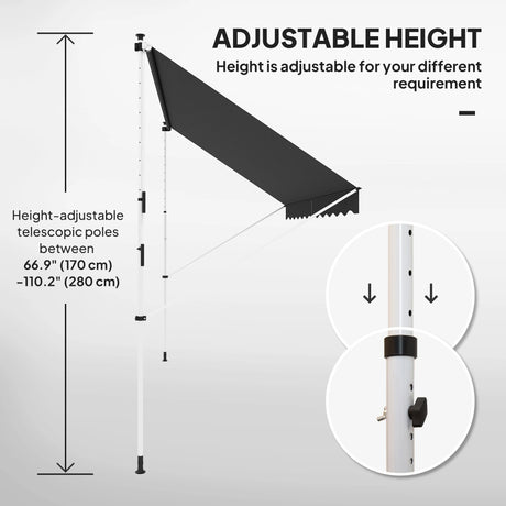 Outsunny 3x1.5m  Adjustable Outdoor Aluminium Frame Awning Black