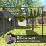 Outsunny 3 x 4m Metal Pergola with Retractable Roof and Roller Shade, Wall-Mounted or Free Standing Garden Gazebo Canopy Pergola Kit, UPF30+ Outdoor Sun Shade Shelter, Grey