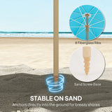 Outsunny 1.7 m Beach Umbrella with Sand Anchor, 30 Tilting Fringed Beach Garden Parasol with Adjustable Height, Grey