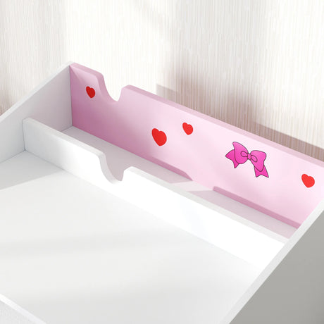 AIYAPLAY Children Study Table and Chair, Kids Desk and Chair Set with Storage, Pull-Out Drawer, for Ages 3-6 Years, Pink