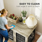 PawHut Indoor Dog Crate Furniture End Table with Soft Washable Cushion, Lockable Front Door, for Large Dogs - Grey