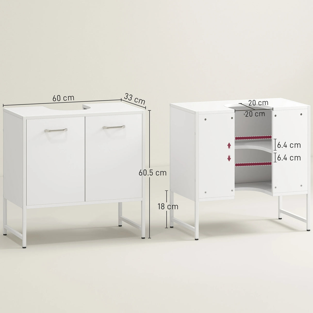 HOMCOM Bathroom Vanity Unit, Under Sink Storage Cabinet with Soft-Close Doors for Basin without or with Pedestal, White