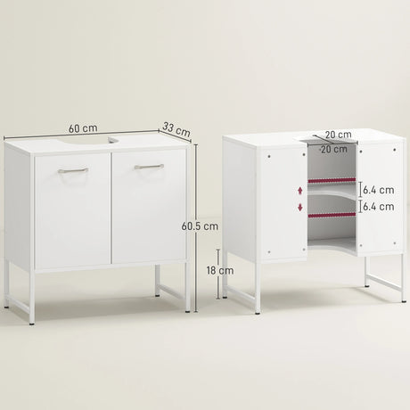 HOMCOM Bathroom Vanity Unit, Under Sink Storage Cabinet with Soft-Close Doors for Basin without or with Pedestal, White