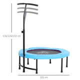 HOMCOM 40'' Fitness Trampoline with Adjustable Handle, Rebounder Trampoline Mini Jumper for Indoor Exercise Workout, Support Up to 100kg, Blue