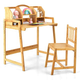 Bamboo Kids Study Desk and Chair Set with Bookshelf