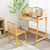Bamboo Kids Study Desk and Chair Set with Bookshelf