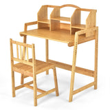 Bamboo Kids Study Desk and Chair Set with Bookshelf