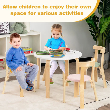 5-Piece Kids Play Table and Chair Set for Playing Drawing Reading-Colourful