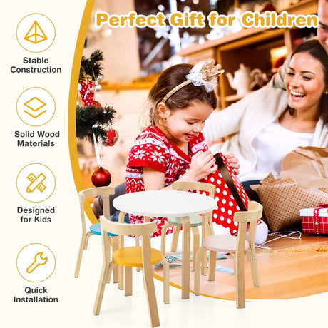 5-Piece Kids Play Table and Chair Set for Playing Drawing Reading-Colourful