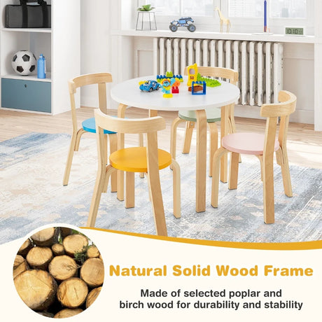 5-Piece Kids Play Table and Chair Set for Playing Drawing Reading-Colourful