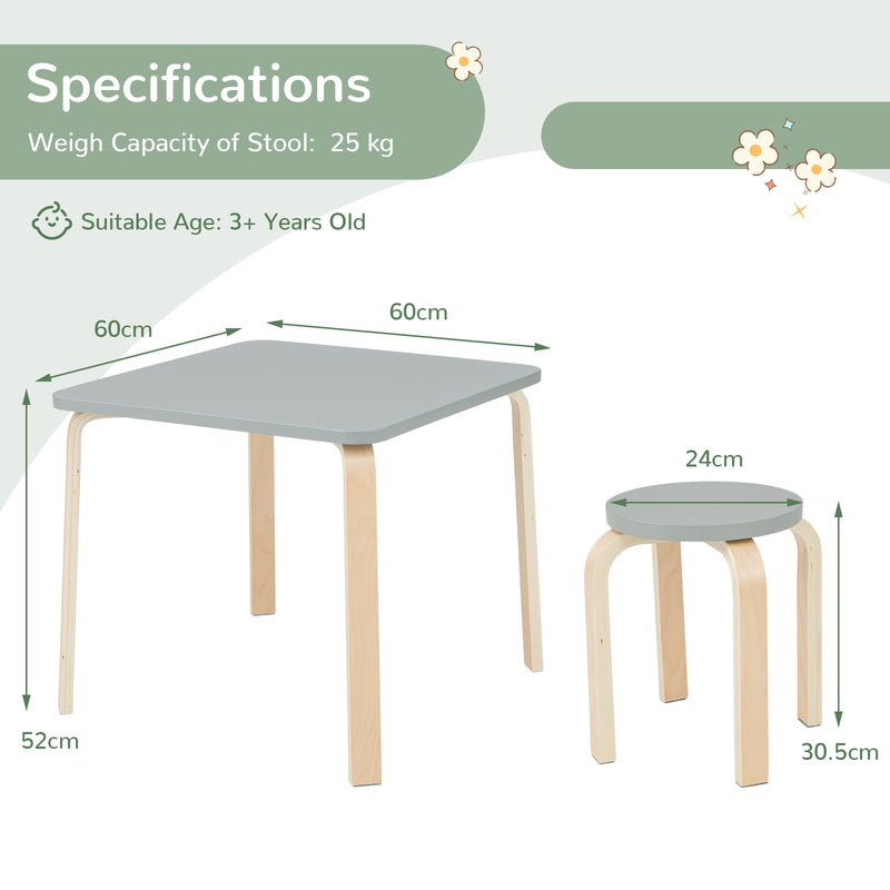 5-Piece Kids Table and Chair Sets for Play Room-Grey