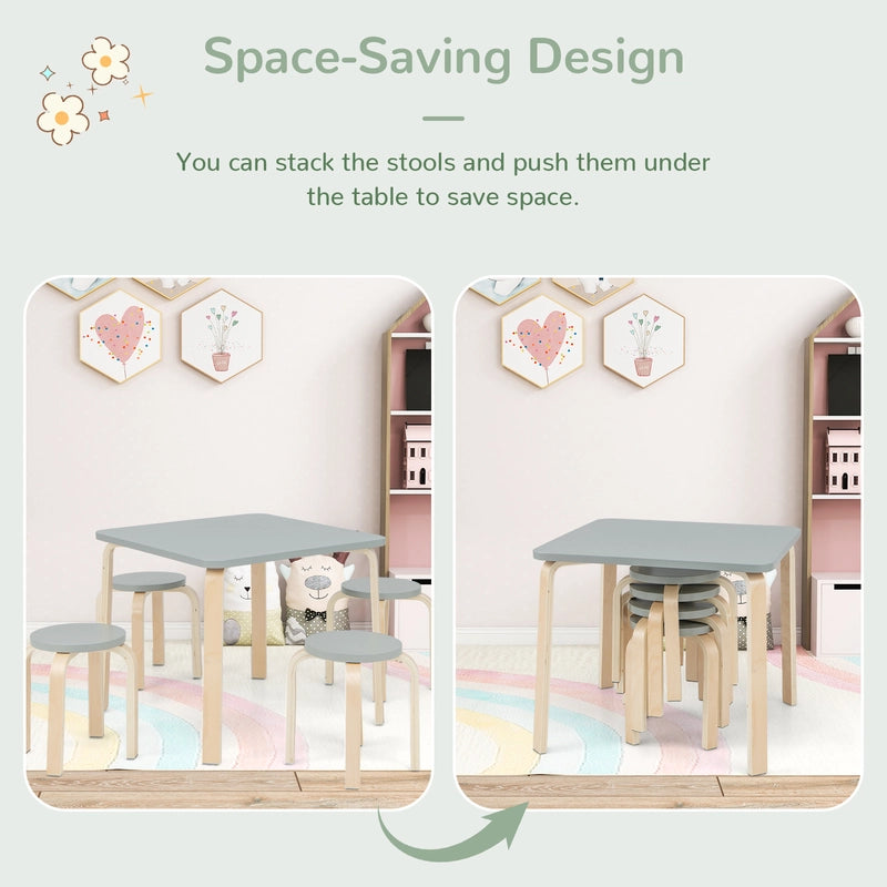 5-Piece Kids Table and Chair Sets for Play Room-Grey