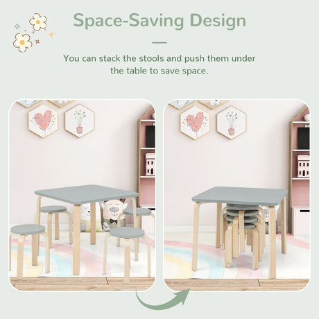 5-Piece Kids Table and Chair Sets for Play Room-Grey