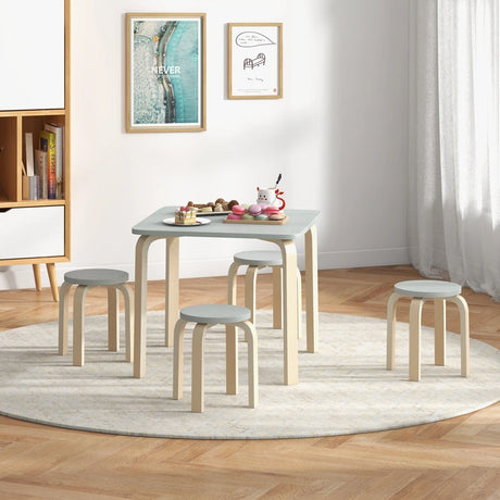 5-Piece Kids Table and Chair Sets for Play Room-Grey