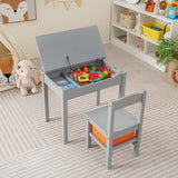 Wood Activity Kids Table and Chair Set with Storage Space-Gray
