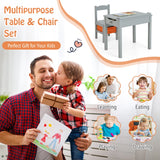 Wood Activity Kids Table and Chair Set with Storage Space-Gray