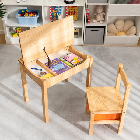 Kids Table and Chair Set with Storage Space for Toddlers