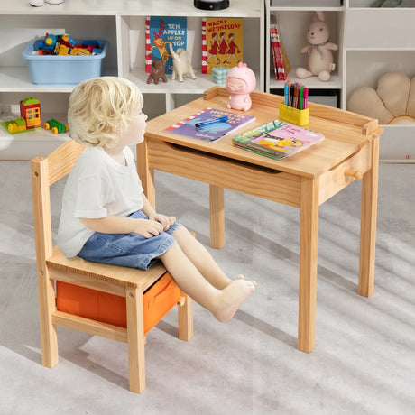 Kids Table and Chair Set with Storage Space for Toddlers