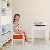 Wood Activity Kids Table and Chair Set with Storage Space-White