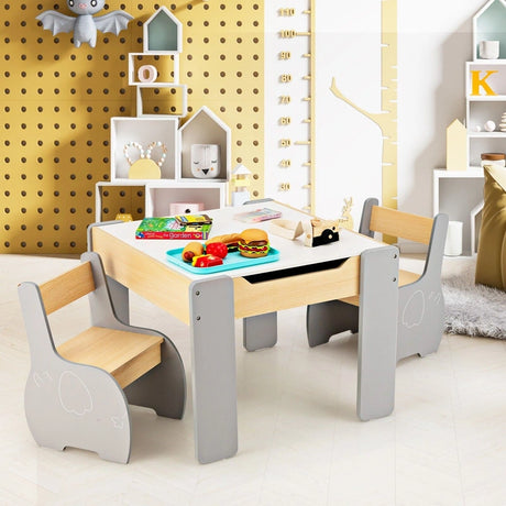 4-in-1 Wooden Kids Activity Table and Chair Set for Drawing & Studying