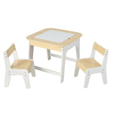 Kid's Table and Chairs Set with Double-sized Tabletop-Natural