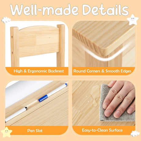 Toddler Multifunctional Activity Table and Chair Set with Paper Roll Holder-Natural