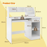 Kids Study Desk Children Writing Table with Hutch Drawer Shelves and Keyboard Tray-White