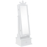 2-in-1 Kids Play Jewelry Armoire with Full Length Mirror and Drawers-White