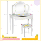 Kids Vanity Set Pretend Play Makeup Dressing Table Set-White