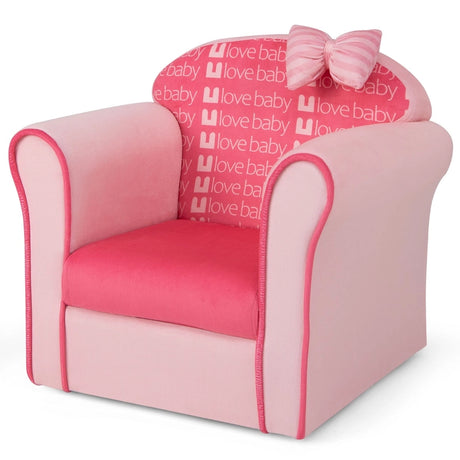 Upholstered Toddler Couch with Ultra Soft Velvet Cover and Spacious Backrest-Pink