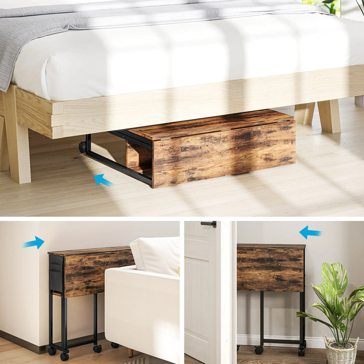 HOMCOM 80 cm Drop Leaf Writing Work Desk - Rustic Brown