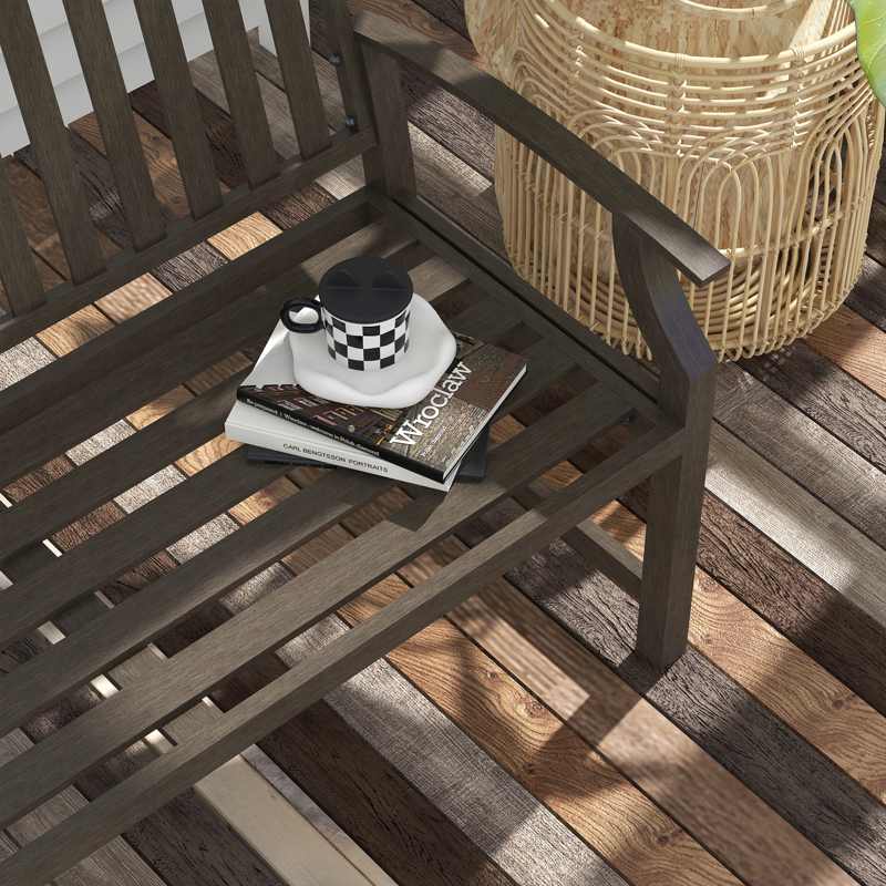 Outsunny Two-Seater Simple Metal Bench - Brown