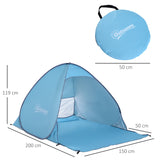 Outsunny 2-3 Person Pop up Beach Tent Hiking UV 30+ Protection Patio Sun Shelter (Blue)