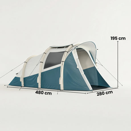 Outsunny Inflatable Camping Tent w/ Air Pump, Easy Setup 2-3 Person Blow Up Tent, Green