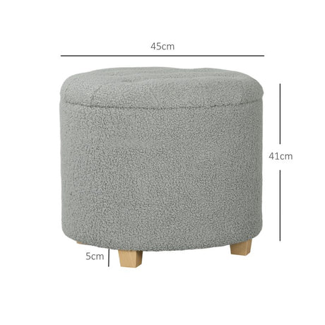 HOMCOM 31.8L Teddy Fleece Storage Ottoman - Dark Grey