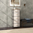 HOMCOM Fabric Chest of Drawers, Industrial Bedroom Dresser with 5 Fabric Drawers, Steel Frame and Wooden Top for Nursery, Living Room, Hallway, Cream White