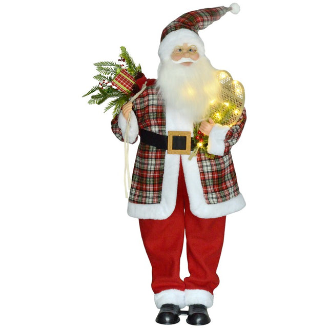 HOMCOM 4'3" Animated Santa Claus Figure, with Sound and Lights - Red/Green