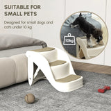 PawHut Foldable Pet Stairs Portable Dog Steps 3-Step Design with Non-slip Mats for High Beds, Sofas, 49 x 38 x 38 cm, Cream