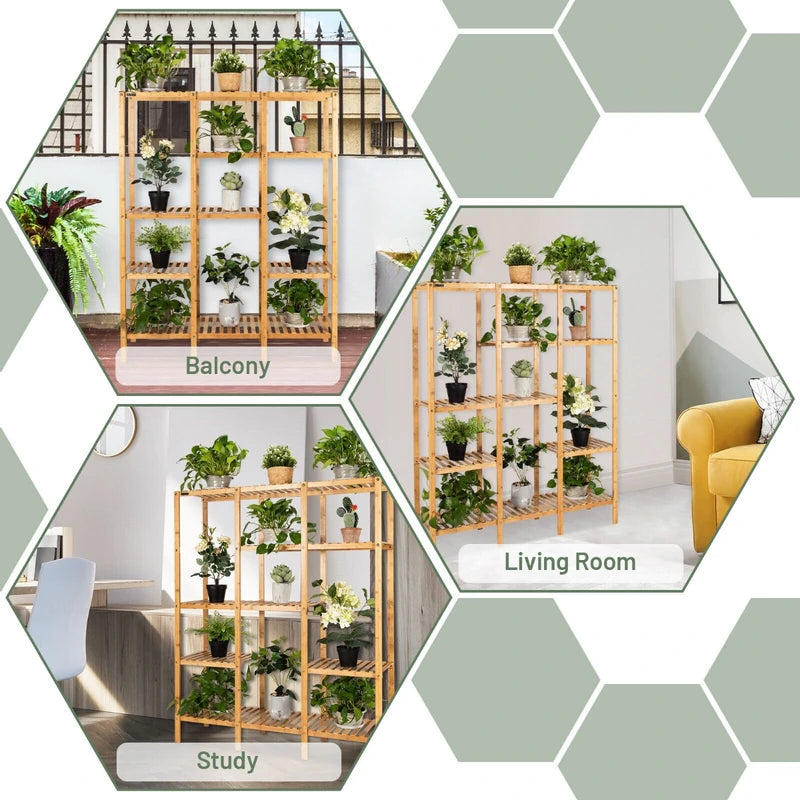 Multifunctional Bamboo Shelf Storage Organizer Rack
