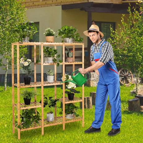 Multifunctional Bamboo Shelf Storage Organizer Rack
