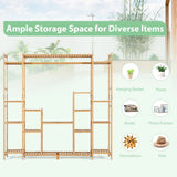 9-Tier Bamboo Plant Stand with Hanging Rack