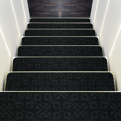 15 PCS Slip-resistant Stair Mats with Waterproof Material for Kids/Elderly/Pets-Black