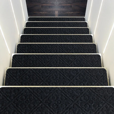 15 PCS Slip-resistant Stair Mats with Waterproof Material for Kids/Elderly/Pets-Grey